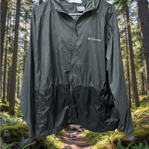 Columbia Black/Charcoal Hooded Windbreaker Size Large